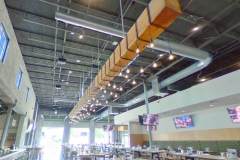 High-Banks-Cloth-Cord-Pendant-draped-over-Suspended-Large-Scale-Wood-Beam